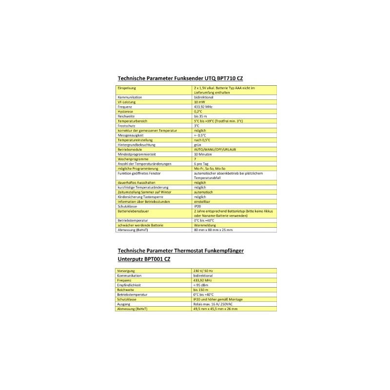 Elektrobock UTQ Wireless Built-in Thermostat Transmitter and Receiver