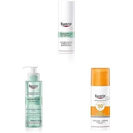 Eucerin Fluido Facial Hidratante Matificante para piel grasa, 50 ml  DermoPure Gel Limpiador Facial, 200 ml  Protector solar facial efecto mate toque