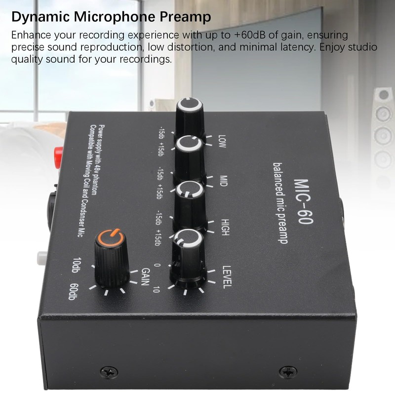 Mic Preamp Microphone Booster, Home Audio Power Amplifier with 3