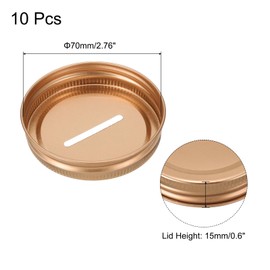 sourcing map 10Pcs Metal Coin Slot Lid, 70mm Tinplate Coin Slot Bank Lid, Rose Gold