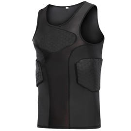 DGXINJUN Men Padded Chest Rib Protector Vest 4-Pads Shirt for Adult Football Baseball Softball Rugby Basketball