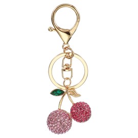 PATIKIL Cherry Charm, Enameled Keychain Cute Cherry Pendant Keyring Purse Bag Accessories Car Ring Pendant for Handbag Keys, Pink
