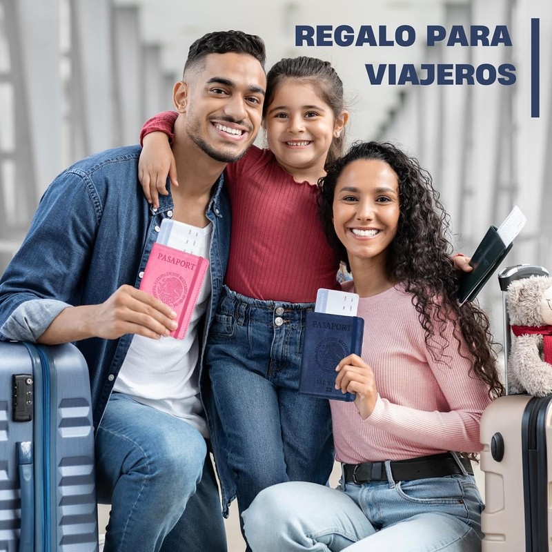 2 Pack Porta Pasaporte y Visa Mexicano para 2 Personas