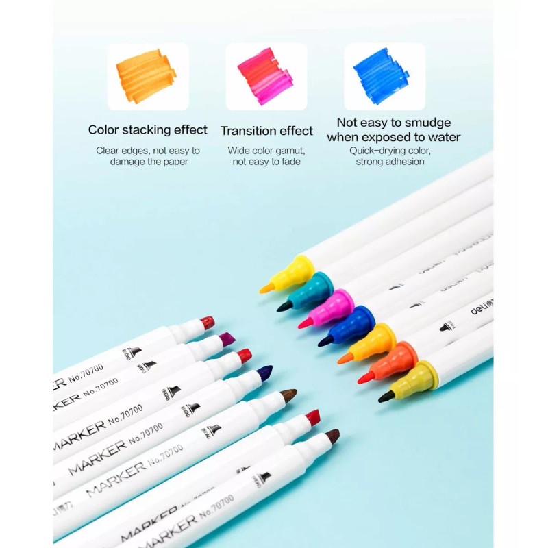 Deli Plumones Doble Punta Permanentes Caja De Almacenamiento 48pz