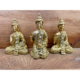 Buddhas MINI Gold Figurines Resin, (set of 3) 3.25" x 2"
