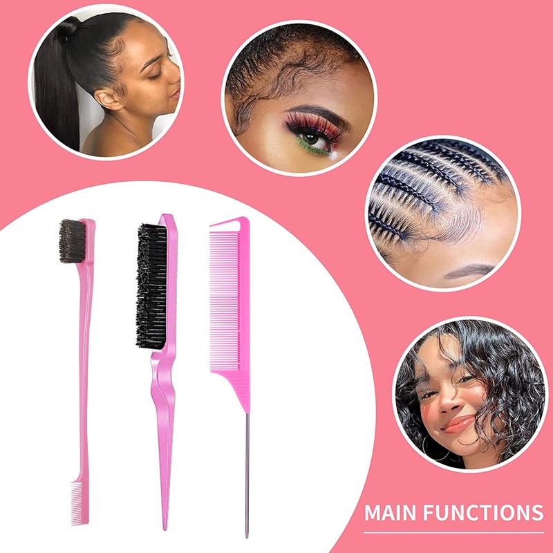 3 Pieces Hair Styling Comb Set Teasing Brush Rat Tail