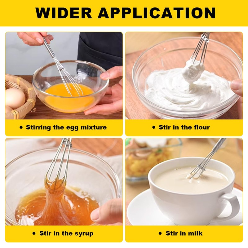 5 Pack Stainless Steel Mini Whisks Set with Egg Separator