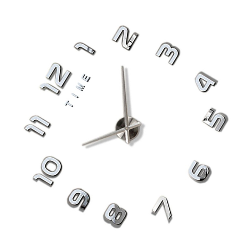 3D Number Large Wall Clock Silent Simple Fashionable Decorative Numeral