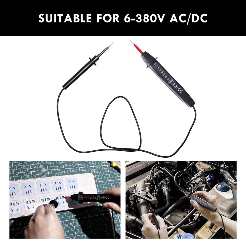 CCLIFE 2-Pin Voltage Tester 6-380V AC/DC Voltage Tester Phase Tester