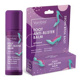 Vanibiss Foot Anti Blister Balm - Foot Blister Prevention - Anti Friction Balm Stick and Foot Chafing Relief - Heel Blister Blocker - Prevent Shoe Strap Friction - Natural Foot Care (0.45oz)