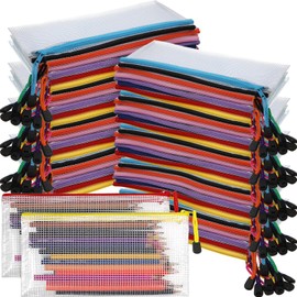 Mimorou 100 Pack Pencil Pouch Bulk Mesh Zipper Pencil Cases 9.5'' x 4.5'' Small Clear Pencil Holder Storage Case Multipurpose Cosmetics Toiletry Bags for Office, File, Travel, Stationery(100 Pieces)