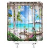 JIRGIXA Ocean Beach Shower Curtain Nature Scenery Landscape Tropical Palm