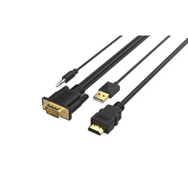 HDMI to VGA Cable. HDMI Male to VGA Male Converter with 3.5mm Audio Jack for TV Stick, Raspberry Pi, Laptop, Monitor, PC, Tablet, Digital Camera, Etc (5 m)