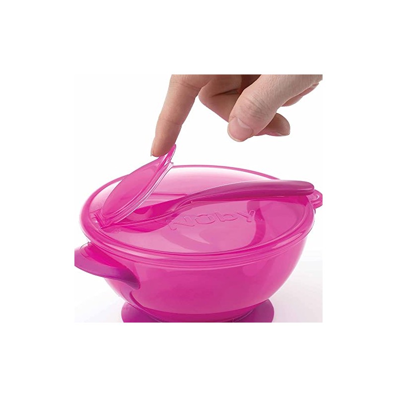 Nûby ID541 9Pink Baby Feeding Bowl with Suction Base and