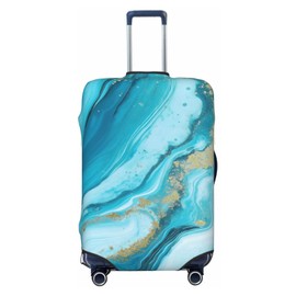 Guiteinyi Turquoise Sea Wave Luggage Cover for Suitcase Elastic Non Scratch Travel Protector Travel Washable Suitcase Cover Fits 18-32 Inch Luggage