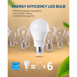 DEWENWILS 4-Pack A19 Dimmable LED Light Bulbs, 2700K Warm Light Bulbs, 800 Super Bright, 10W (60 Watt Equivalent) LED Bulb, E26 Base, UL Listed