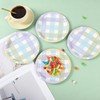 AllReal 24Pcs Spring Easter Dessert Plates Pastel Gingham Disposable Paper