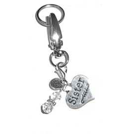 Hidden Hollow Beads Charm Key Chain Ring, Women's Purse or Necklace Charm, Comes in a Gift Bag! (Sister)
