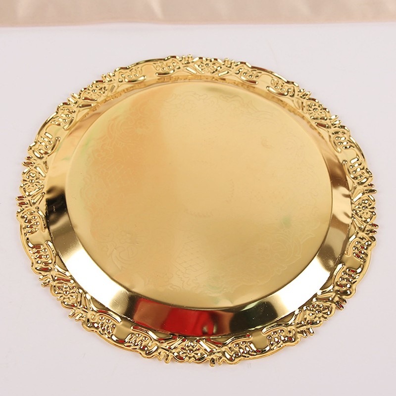 Round Decorative Dinner Plate Stainless Steel Storage Tray for Jewelry