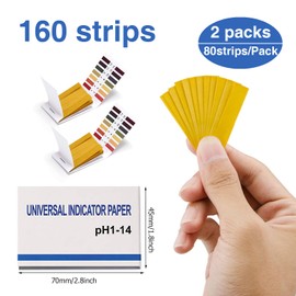 2 Pack pH Test Strips, 160 Strips pH 1-14 Universal Litmus Test Paper