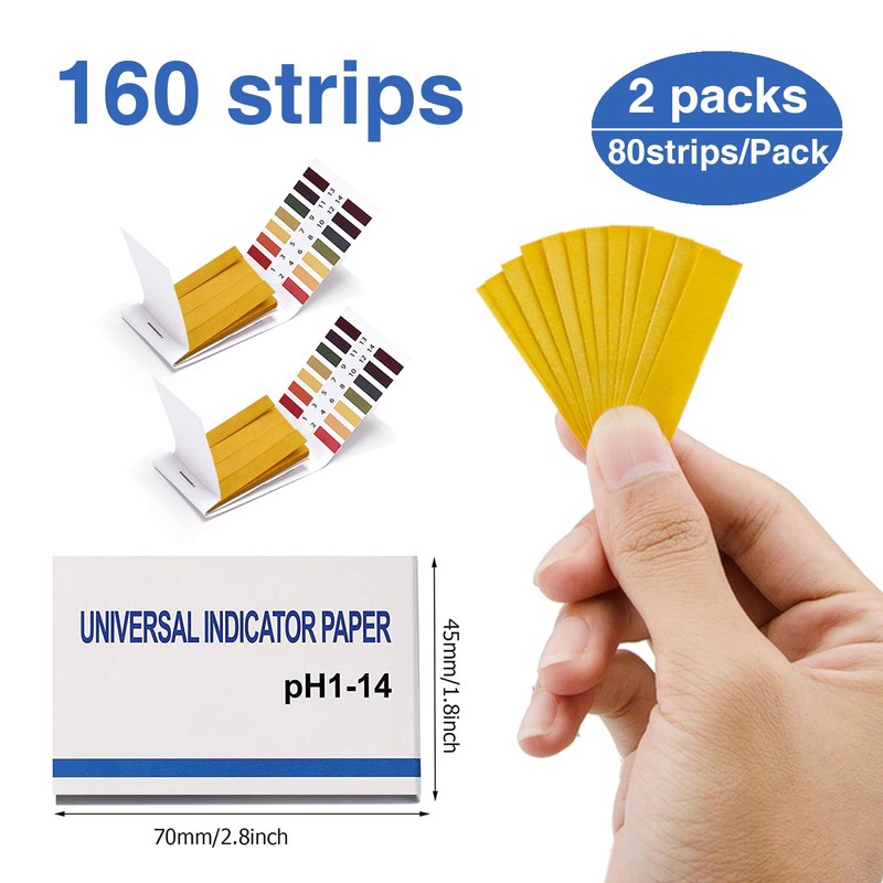 2 Pack pH Test Strips, 160 Strips pH 1-14 Universal