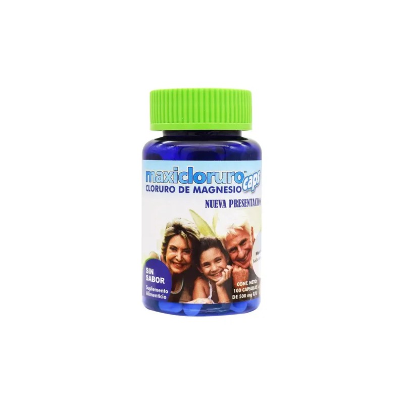 Cloruro de Magnesio Cápsulas Maxiproductos 500 mg 5 Frascos