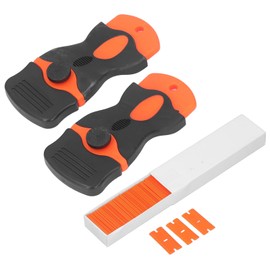 Caulking Scraper Set,Single Edge Scraper,Razor Blade Scraper 2pcs Scraper Grips and 100pcs Blades Plastic Cleans Scraper Tool Set Replacement for Home Caulking Removing Glue