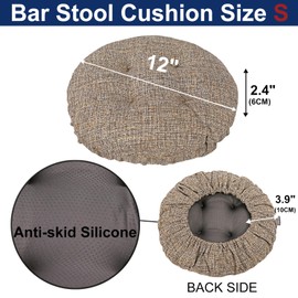 SINOSSO Modern Bar Stool Cushion Dia.12, Fashion Interweaving Design Anti-Skid Silicone Round Stool Seat Cushion Cover Padded (Light Brown, S,1)