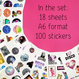 BulbaCraft 100Pcs Disco Stickers, Disco Ball Stickers, Disco Party Favors, Disco Party Decorations Adults & Kids, Disco Ball Decorations, Disco Decorations for Birthday Party, Disco Theme
