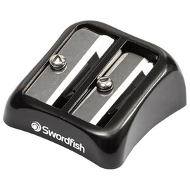 Swordfish ‘Blinc Blinc’ Double-Hole Zinc Pencil Sharpener with Strong Metal Casing [Pack of 1] 40286,Black