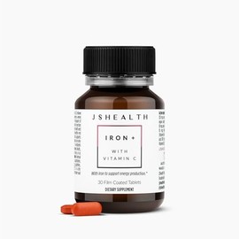 JSHealth Vitamins Iron+ Supplement for Energy Support - Iron Deficiency Pills with Vitamin C and Vitamin B12 - No Nausea - (30 Tablets)