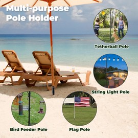 Lcokeiy Beach Umbrella Sand Anchor - Heavy Duty Outdoor Umbrella Holder No Dig Ground Umbrella Base - Sturdy and Reliable 2.3“ Inner Diameter, Black(1 Pack)