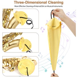 Saxophone Cleaning Cloth Kit, for Alto Tenor Soprano Sax and Other Wind & Woodwind Instruments, Including 1 * Cleaning Cloth and 1 * Mouthpiece Brush