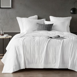 Sharper Image King Size Blanket Jersey Knit Ultra-Soft, Cooling Blanket Box Quilting, Microfiber Reverse, All Season & Lightweight King Summer Blanket Cozy T-Shirt Handfeel, King, White