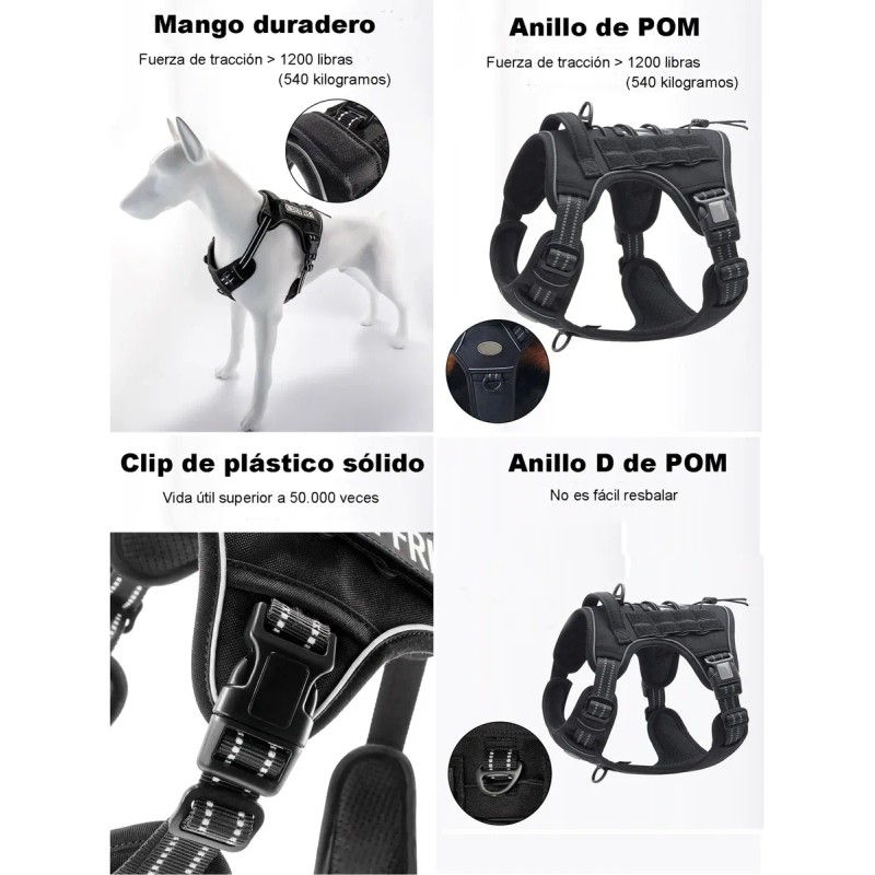 Chaleco Táctico Para Perro Grande Pechera K9 Ajustable
