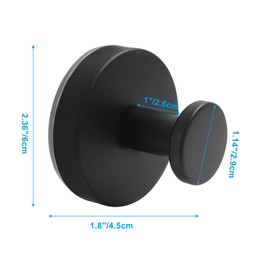 OSVJE Suction Cup Hooks for Shower, Bathroom Wall, Glass, Mirror, Tile, Strong Adhesive Hooks for Hanging Towels – Matt Black, 4-Pack, No Drilling Required