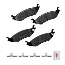 FRaxle Replacement Rear Ceramic Disc Brake Pad Kit w/Hardware for Chrysler Aspen, for Dodge Dakota, for Dodge Durango, for Dodge Ram 1500 Pickup/Ram 1500 Van, for Ram 1500/1500 Classic / 4000