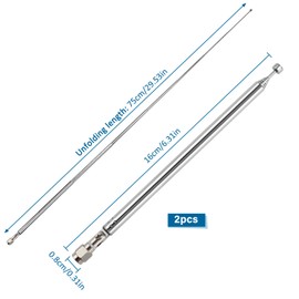 VooGenzek Pack of 2 75 cm 7 Sections Telescopic Antenna FM FM Portable Radio Antenna Replacement Telescopic Antenna with SMA Plug for TV Radio DAB FM/AM Stereo Reception