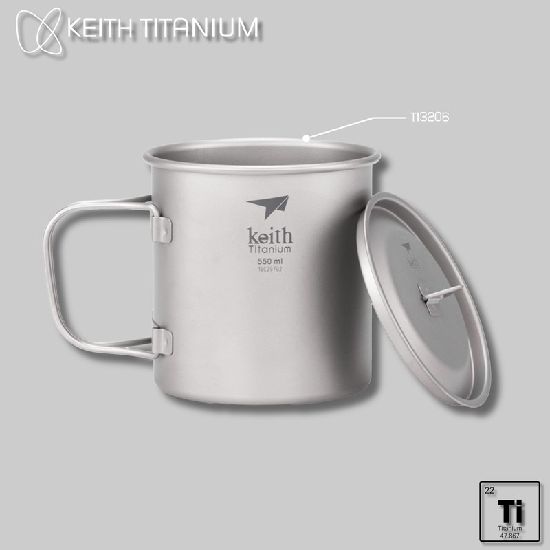 Keith titanium cup with double layers and lid Ti3206