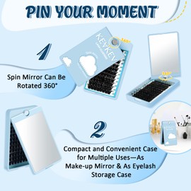 KevKev Lash Clusters 96 Pcs Cluster Lashes Special Spin Mirror Case DIY Lash Extension Soft & Comfortable Eyelash Clusters Thin Band Eyelashes with Mirror Easy to Apply (Cirrus,D-10-16mix)