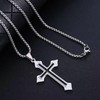 LUSKINNO Traditional Men's Titanium Steel Cross Necklace, Black Bright Cross