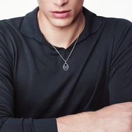 HUKKUN St Michael/St Christopher/Crucifix Cross Necklace for Women Sterling Silver Archangel Angel Necklace Protection Jewelry Christian Gifts for Women, Sterling Silver, Onyx