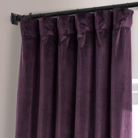 HPD HALF PRICE DRAPES Blackout Solid Thermal Insulated Window Curtain 50 X 108 Signature Plush Velvet Curtains for Bedroom & Living Room (1 Panel), VPYC-SBO190162-108, Plum Blossom