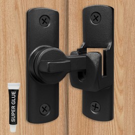 Nouiseuns barn Door Locks | Elegant Black Zinc‑Alloy 90° Door Latch for Sliding Barn Door Lock | Rustic Flip Gate Latch for Cabinets, Bathroom & Garden Doors – 1 Pc