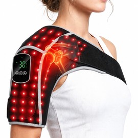 Cordless Red Light Therapy Shoulder Wrap with Vibration Massage, 90 LEDs