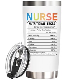 Catyoimiya Nurse Week Gifts - Nurse Appreciation Gifts - Christmas Nurse Gifts for Women, Men - 20 Oz Nurse Nutrition Facts Tumbler Cup(White)