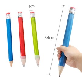 Bohue 2Pcs Wooden Jumbo Pencils Funny Pencil Toy Decorative Props Office School Supplies Novelty Pencil Prop for Gift (Blue)