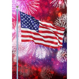America Forever 4th of July Garden Flag - Colorful Fireworks Patriotic Celebrate Party in the USA Memorial Day Fourth of July Independence, Yard Outdoor Decorative Double Sided Flag - 12.5 x 18 Inches
