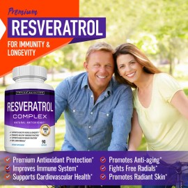Resveratrol Supplement 1800mg – Natural Antioxidant Support for Heart Health & Anti-Aging – 60 Capsules