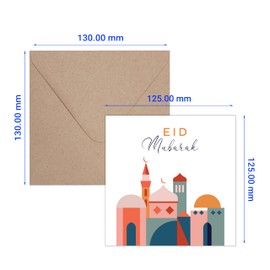 Giftinghouse Eid Mubarak Cards Pack of 4/12 with envelopes - greetings cards multipack - Eco Friendly happy Eid card for kids and Family (Vivid designs, 4 cards)
